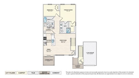 Floor plan for 2 beds, 2 baths, 1023 sqft